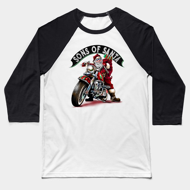 Funny Christmas Gift for Bikers, Sons of Santa Baseball T-Shirt by norules